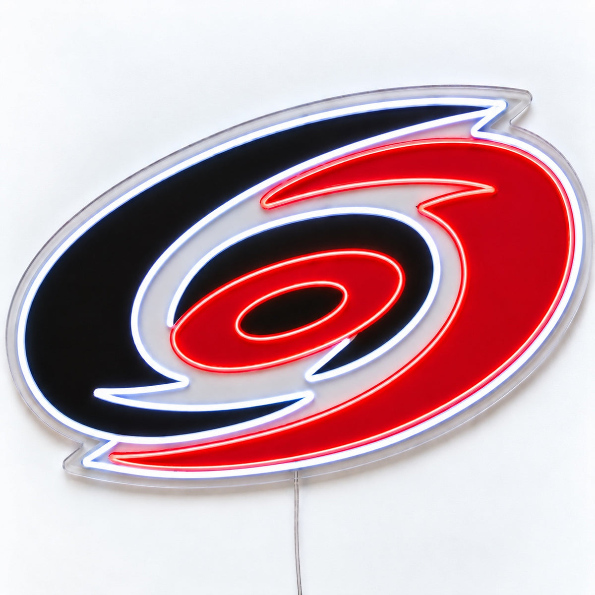 Carolina Hurricanes LED Neon Sign, featuring team logo displayed on a light background.