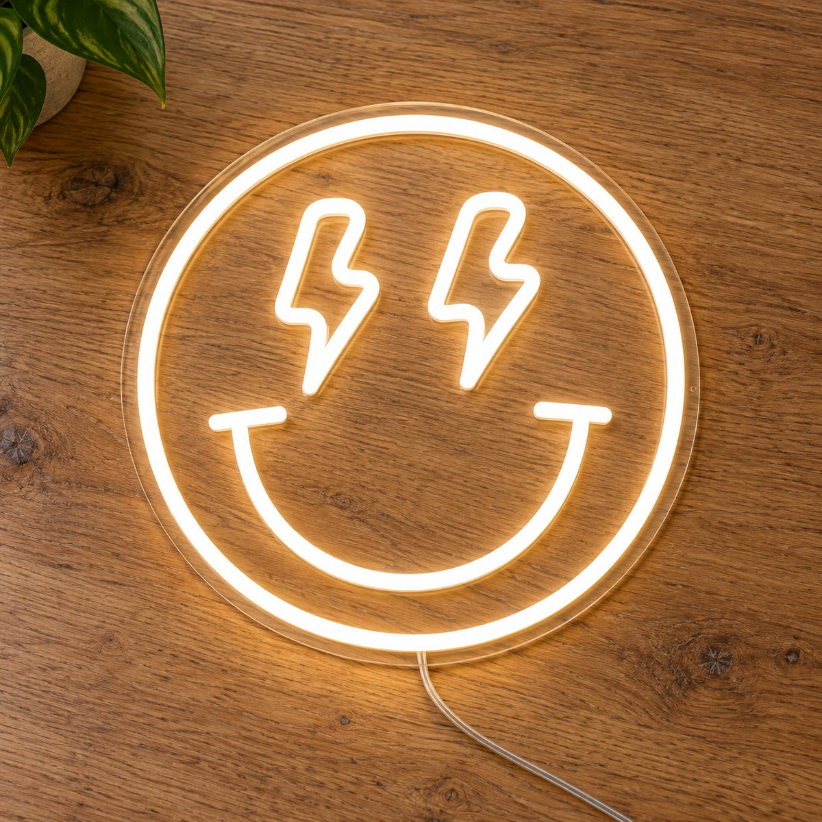 Lightning Smiley Face LED Neon Light Sign product photo 2