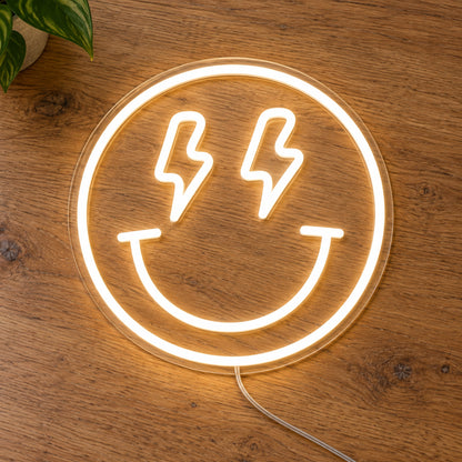 Lightning Smiley Face LED Neon Light Sign product photo 2