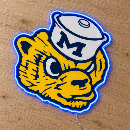 Michigan Wolverines Retro Mascot LED Neon Sign product photo 2