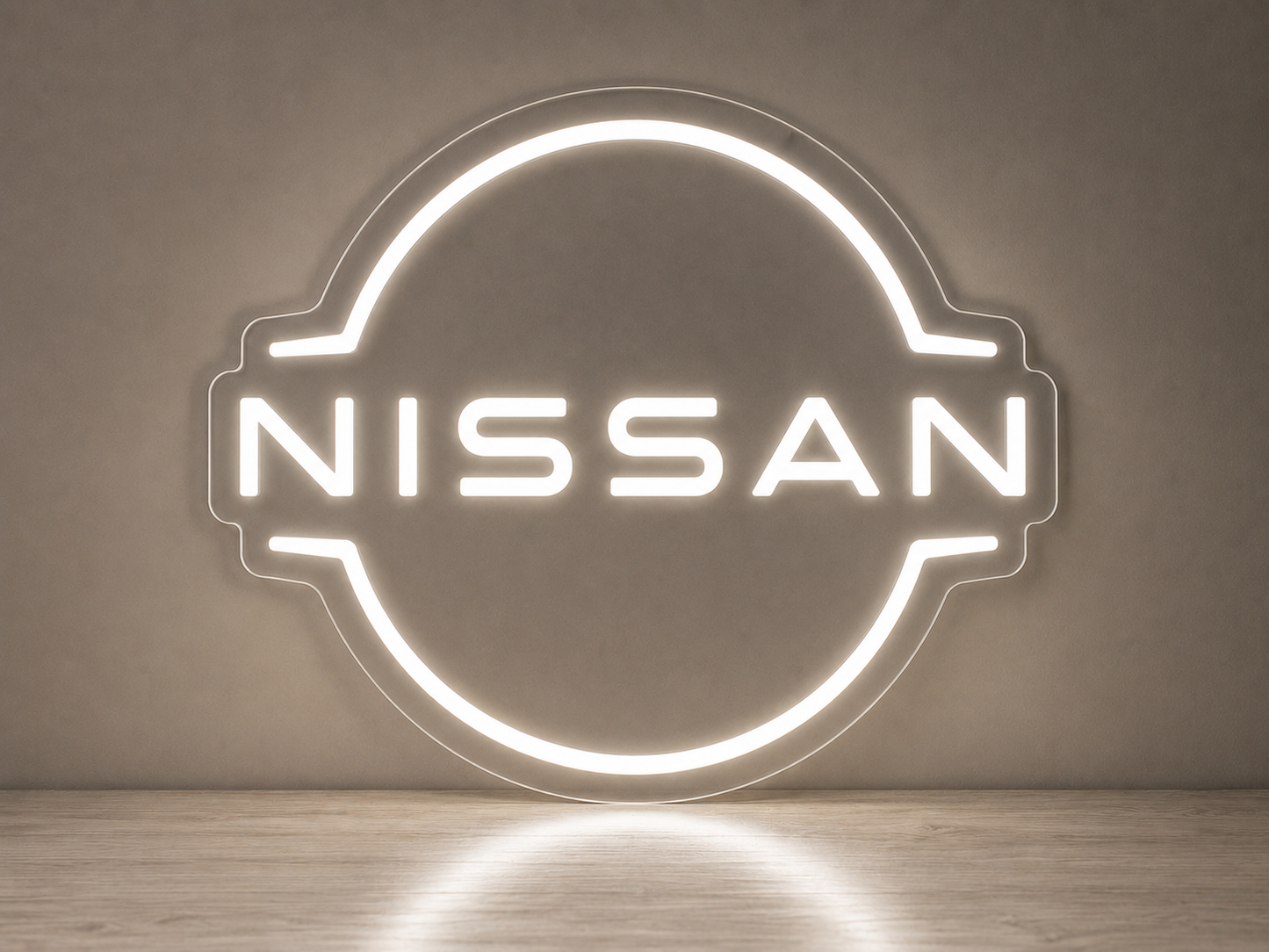 Nissan LED neon sign with white led neon and transparent acrylic backboard